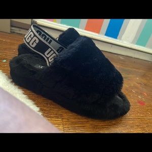 Black Ugg Yeah Fluff Slide